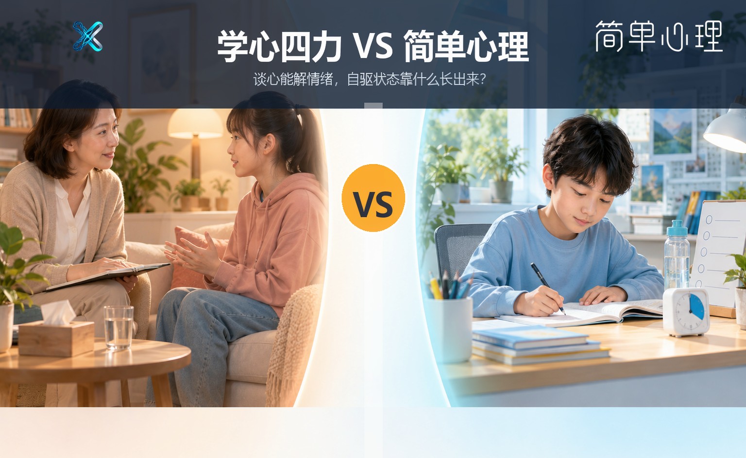 学心四力 vs 简单心理:谈心解情绪,自驱状态靠什么长出来?